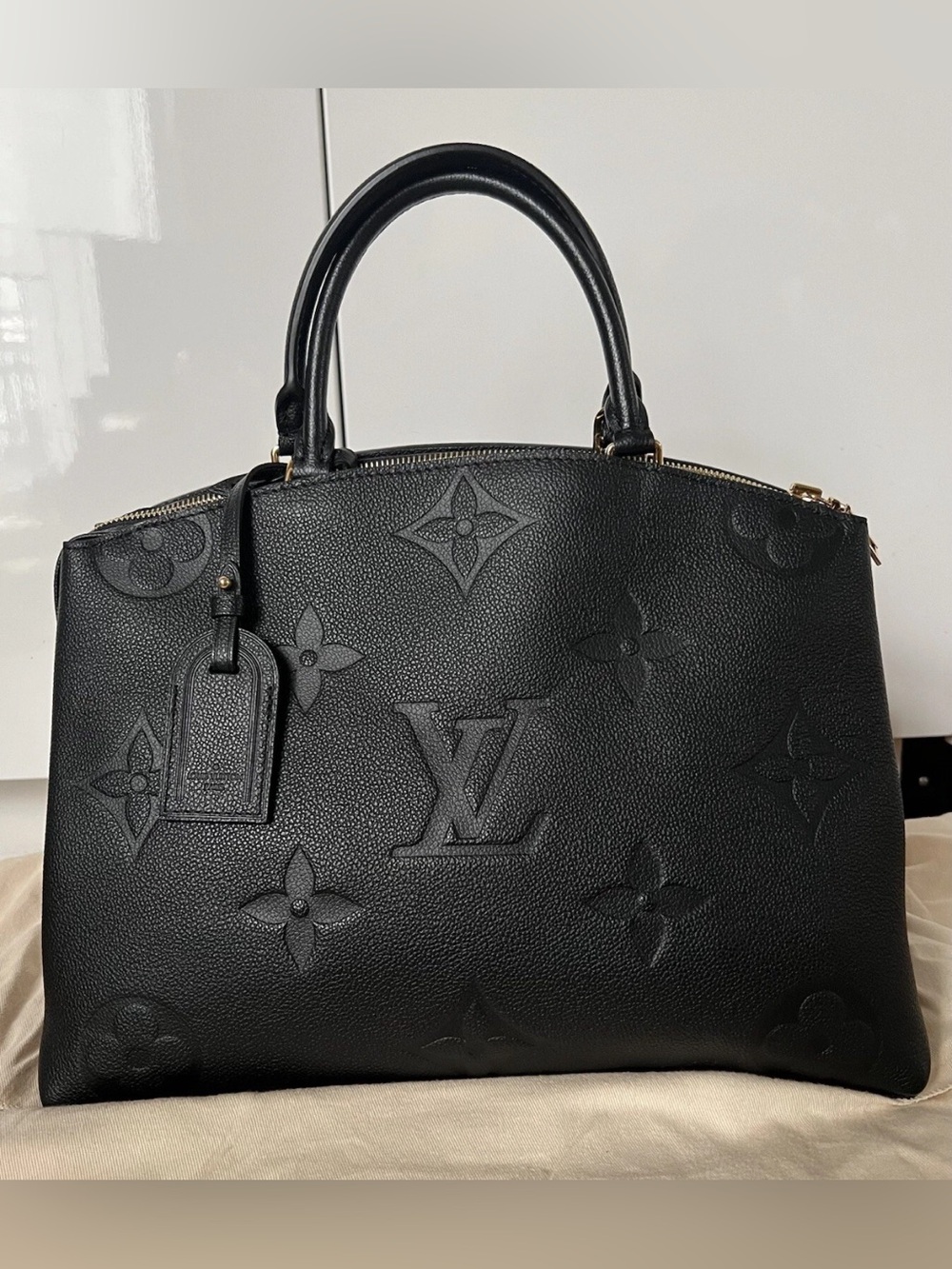 Louis Vuitton Black Monogram Embossed Satchel
